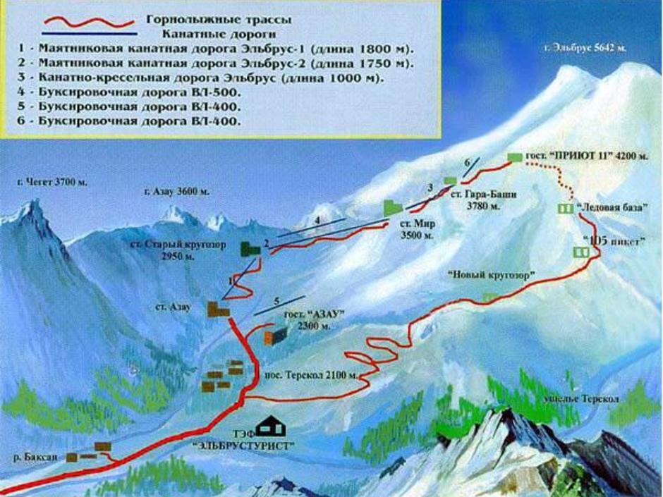 Поселок азау приэльбрусье карта